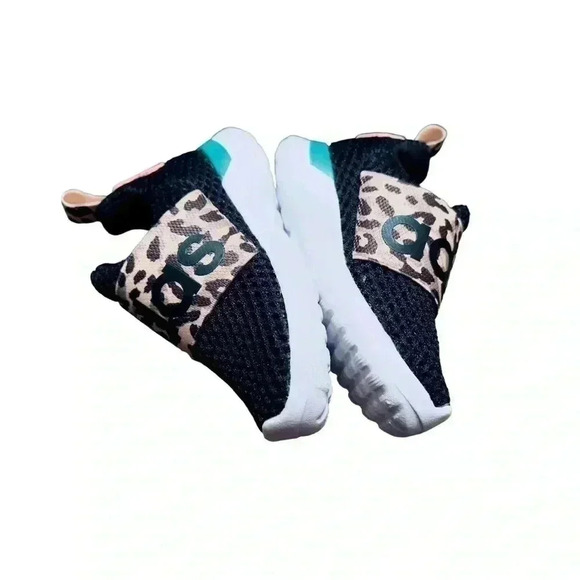 Adidas Girls Lite Racer Adapt 4.0 (Toddler) Size 4 Black/Pink/Green/Cheetah - Picture 4 of 8